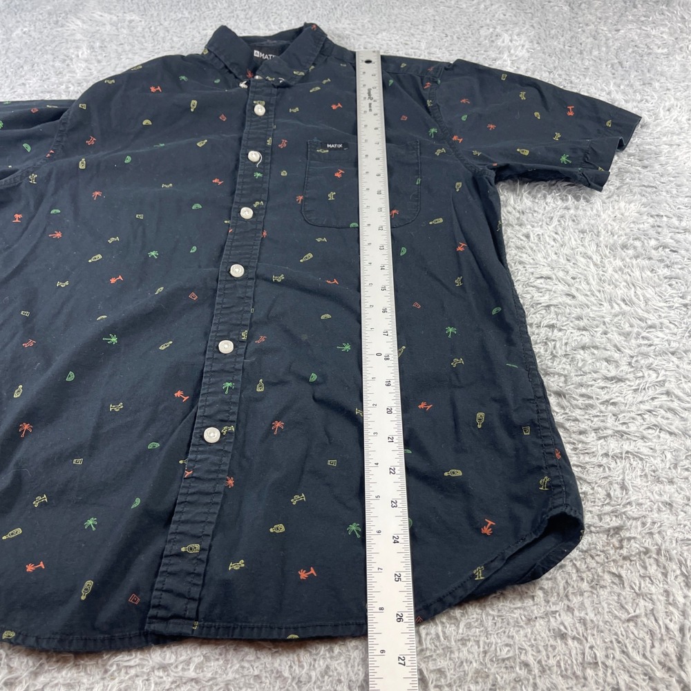 Matix Mens Small Black Short Sleeve Button Down Shirt Palm Tree Cactus Tequila - Picture 5 of 9